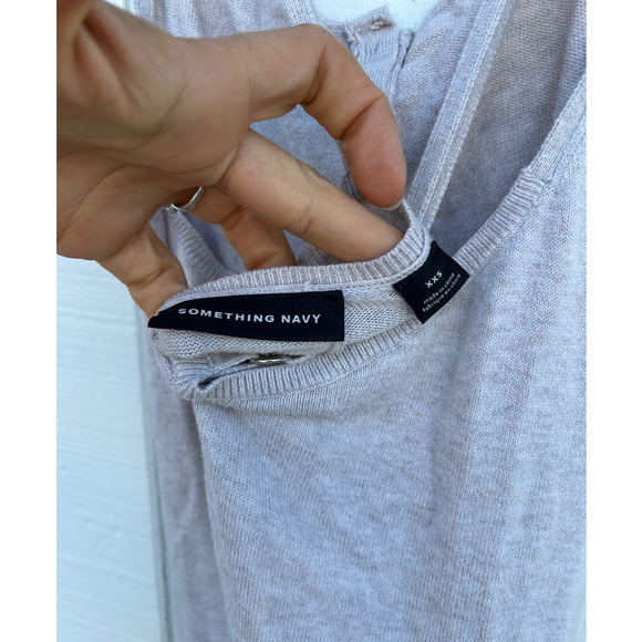 Something Navy Sweater‎ Knit Sleeveless Jumpsuit, Oatmeal Color, Pockets, Sz XXS - Picture 4 of 6